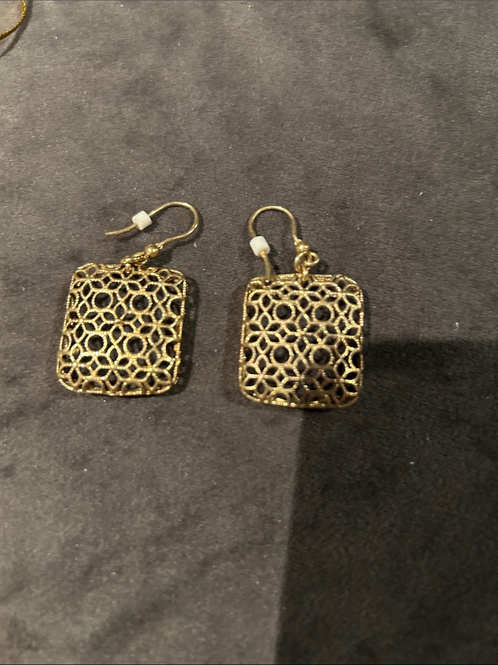 Gold Filigree Square Drop Earrings - Women Jewelry! Sterling Silver